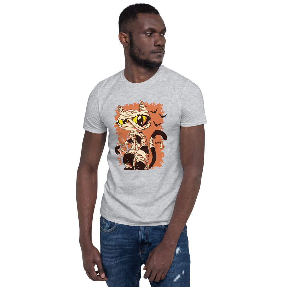 MUMMY CAT FUNNY HALLOWEEN CARTOON T-SHIRT