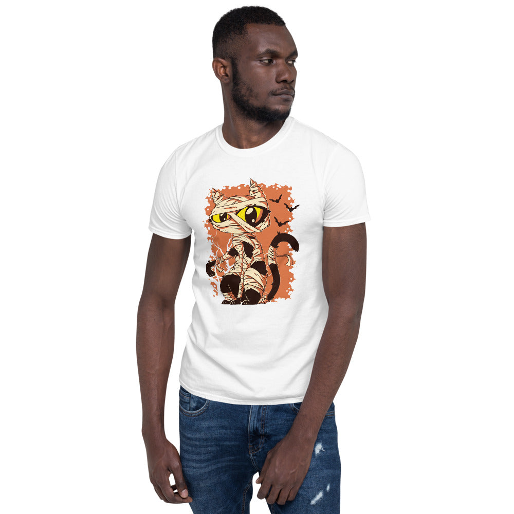 MUMMY CAT FUNNY HALLOWEEN CARTOON T-SHIRT