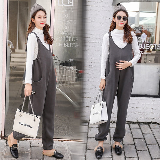 Maternity Clothing Sets Autumn Fashion Shirts Jumpsuit 2pcs Casual Overalls Trousers for Pregnant Women Plus Size Maternity Suit