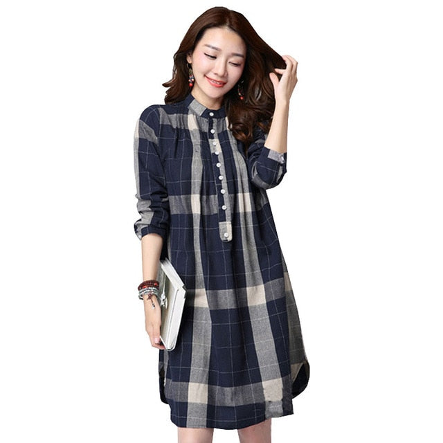 Plaid Maternity Blouses Loose Top Clothes For Pregnant Women Wear Pregnancy Clothing Cotton Long Sleeve Shirt Plus Size 2019 New