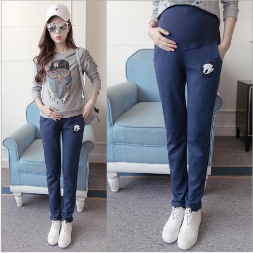 High Waist Cotton Casual Maternity Pants Fall Spring Stripe Sports Clothes for Pregnant Women Trousers Premama Clothing PT04