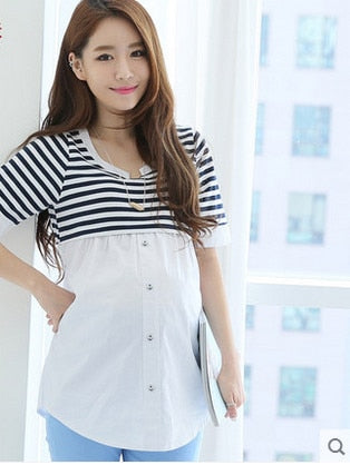 Breastfeeding Blouses Feeding Cotton Maternity Shirt Pregnancy Tops