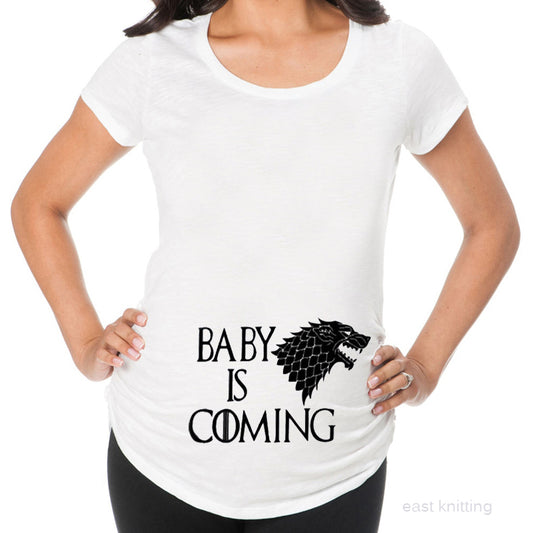 Pregnant Woman White Tops Game of Thrones Baby is Coming Maternity T Shirt