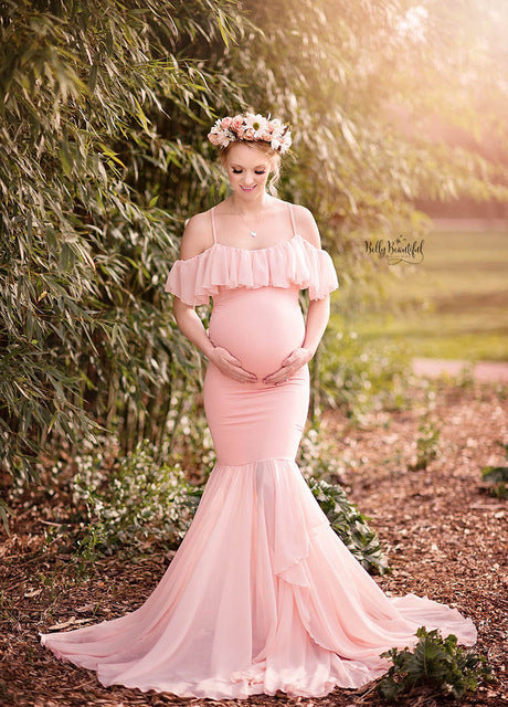 Mermaid Maternity Dresses For Photo Shoot Pregnant Women Pregnancy Dress Photography Props Sexy Off Shoulder Maxi Maternity Gown