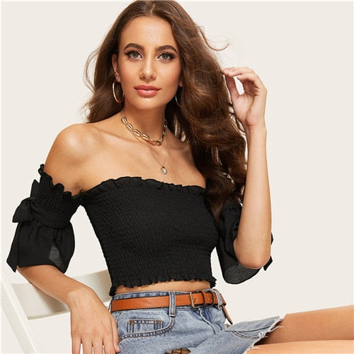 Slim Fit Solid Boho Summer Womens Tops and Blouses