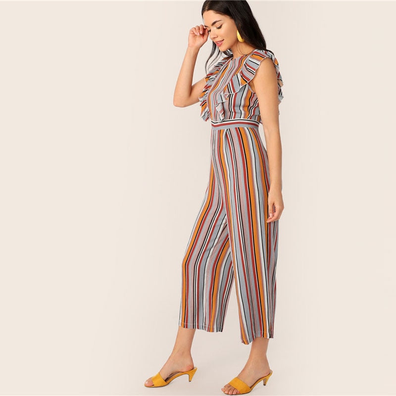 Striped Wide Leg Jumpsuit