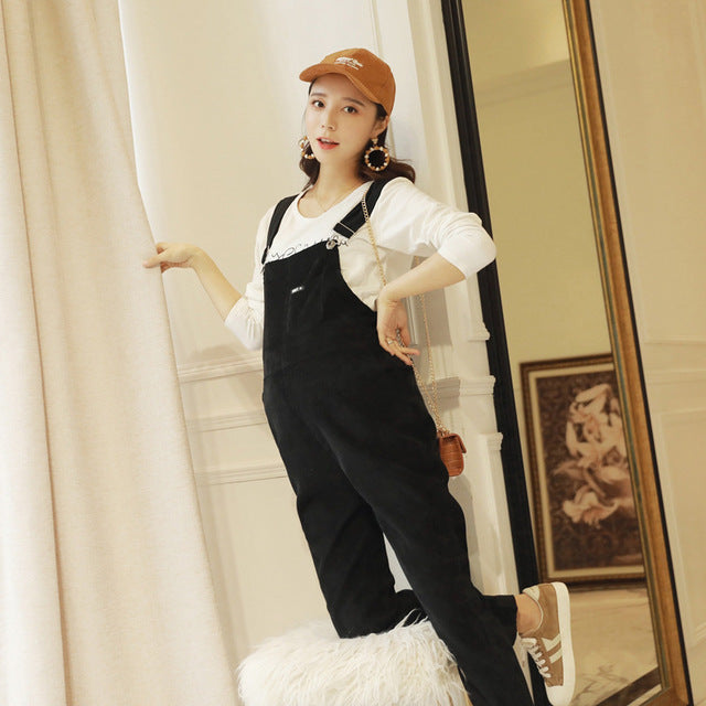 Pregnant Women Jumpsuit Maternity Corduroy Casual Pants Spring And Autumn Overalls Roupa Gestante Trousers